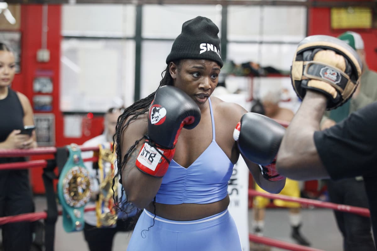 Claressa Shields during a media workout at Gleason's Gym in Brooklyn
