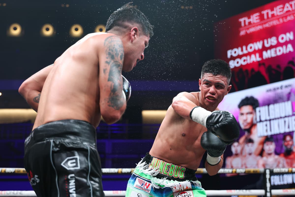 Daniel Garcia throws a punch during his boxing bout against George Camilo Rodriguez Pardo