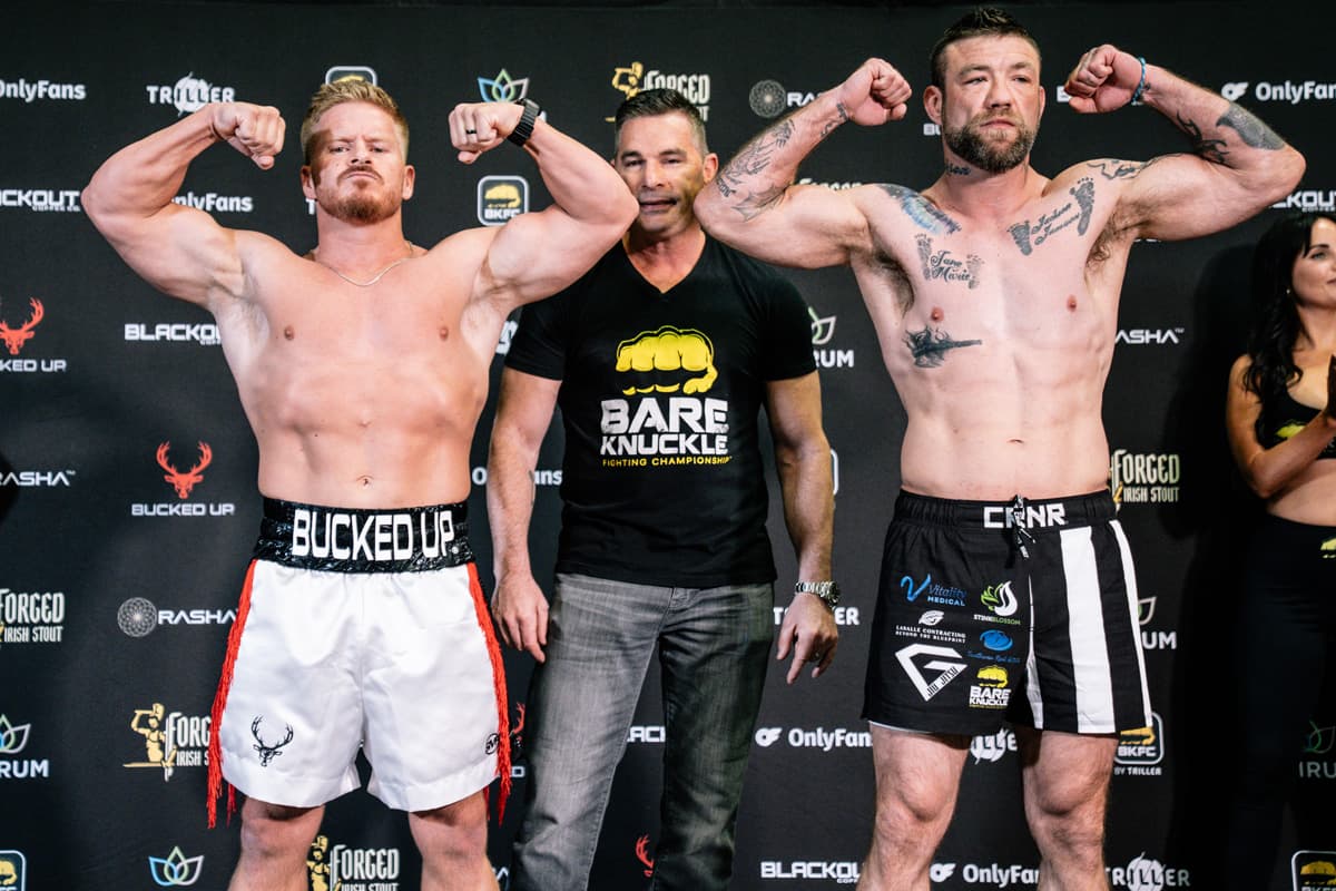 Daniel Gardner and Shane Fichter at the BKFC 74 Salt Lake City weigh-in