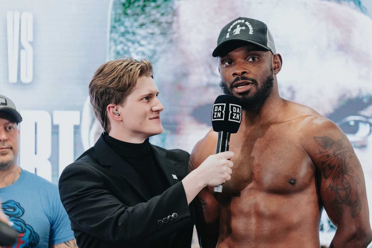 Darren Stewart during the Misfits Boxing 21 weigh-in in Derby, England