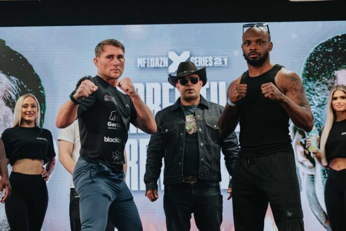 Darren Till and Darren Stewart during the Misfits Boxing 21 press conference in Derby, England