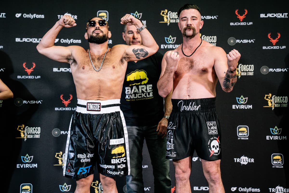 Dominico Salas and Jeremiah Truhlar at the BKFC 74 Salt Lake City weigh-in