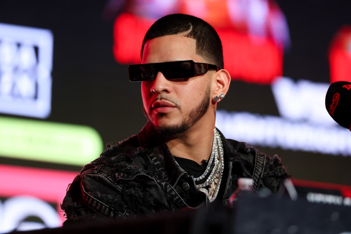 Edgar Berlanga during the press conference ahead of his bout against Hamzah Sheeraz in New York