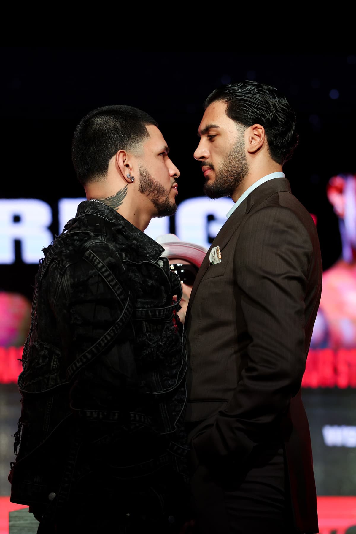 Edgar Berlanga and Hamzah Sheeraz come face-to-face during the press conference ahead of their bout in New York
