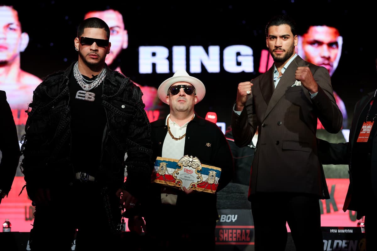 Edgar Berlanga and Hamzah Sheeraz during the press conference ahead of their bout in New York