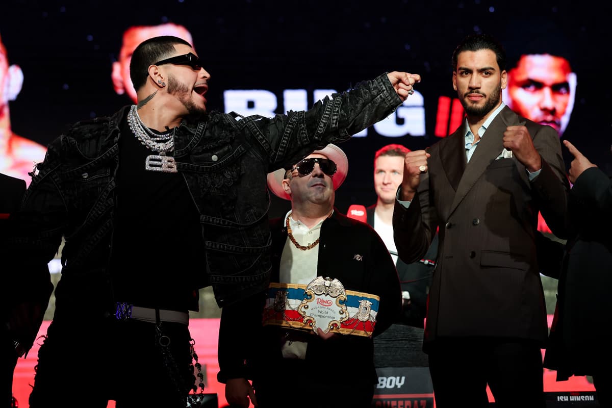Edgar Berlanga and Hamzah Sheeraz during the press conference ahead of their bout in New York