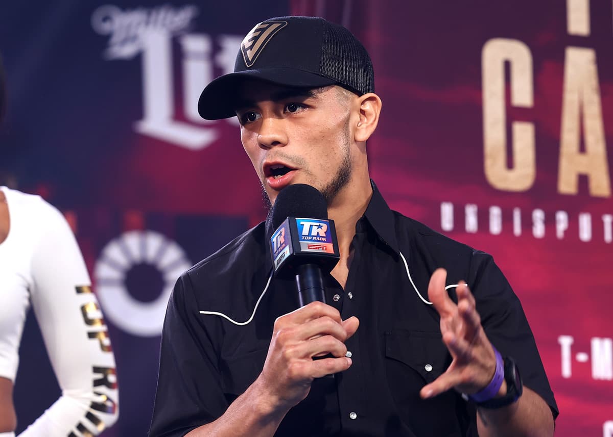 Edward Vazquez at the press conference ahead of his bout against Rafael Espinoza