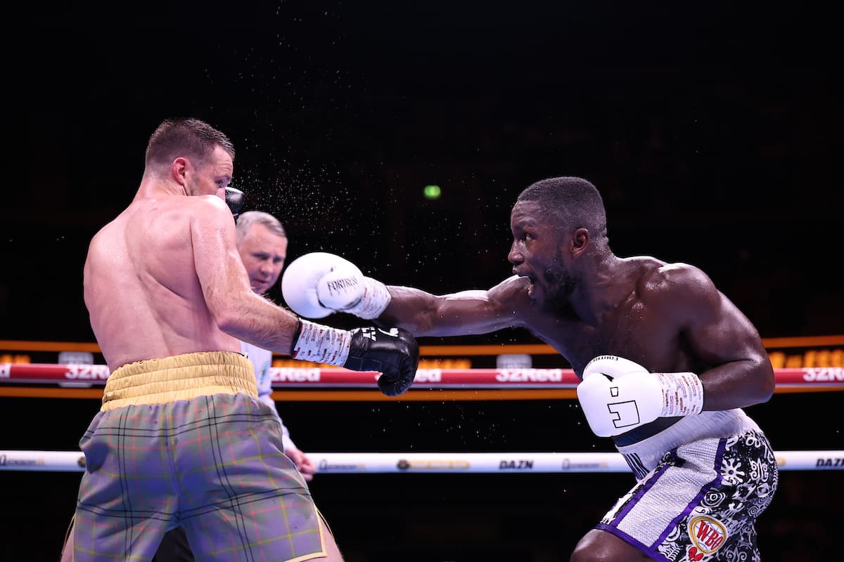 Ekow Essuman throws a punch during his bout against Josh Taylor