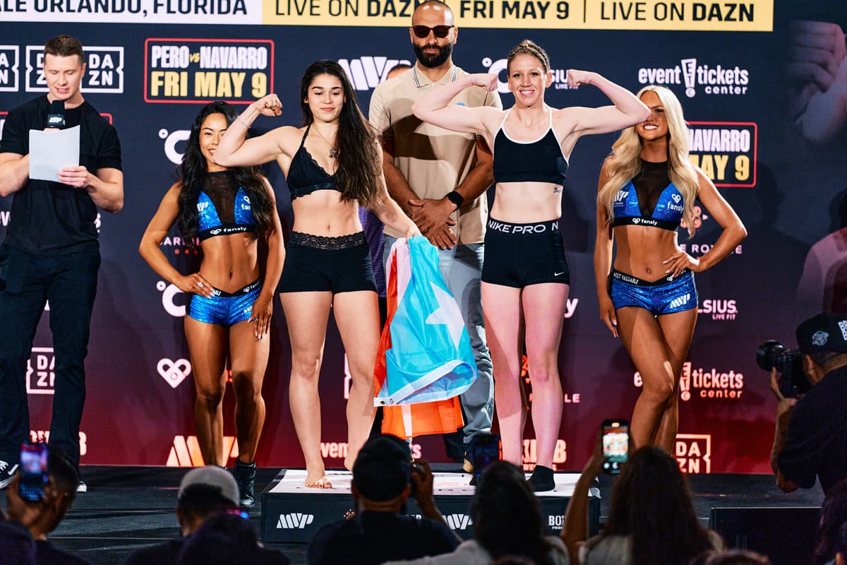 Elise Soto and Colleen Davis at the weigh-in