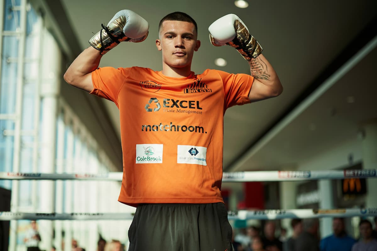 Emmanuel Buttigieg during a public workout in Romford, England ahead of his boxing bout against Novak Radulovic