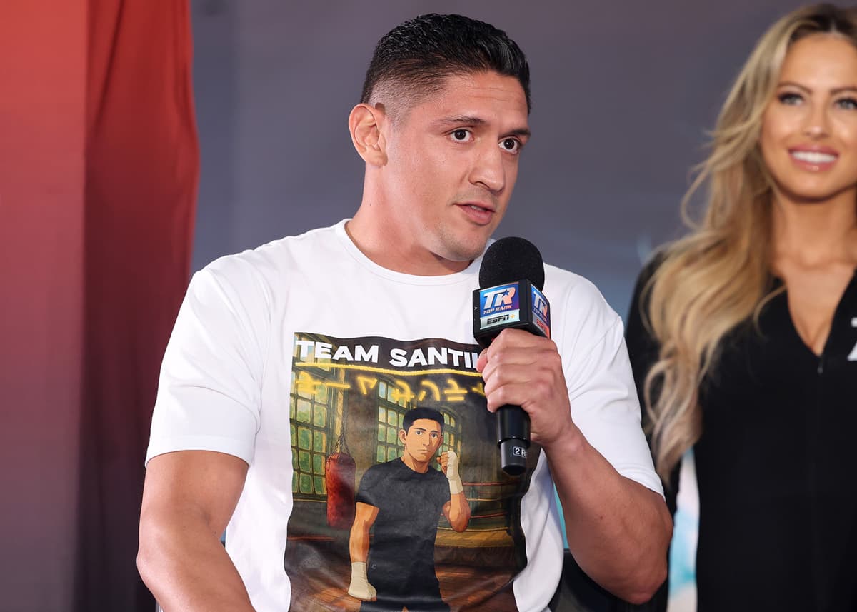 Giovani Santillan at the press conference ahead of his bout against Angel Beltran at Pechanga Arena San Diego