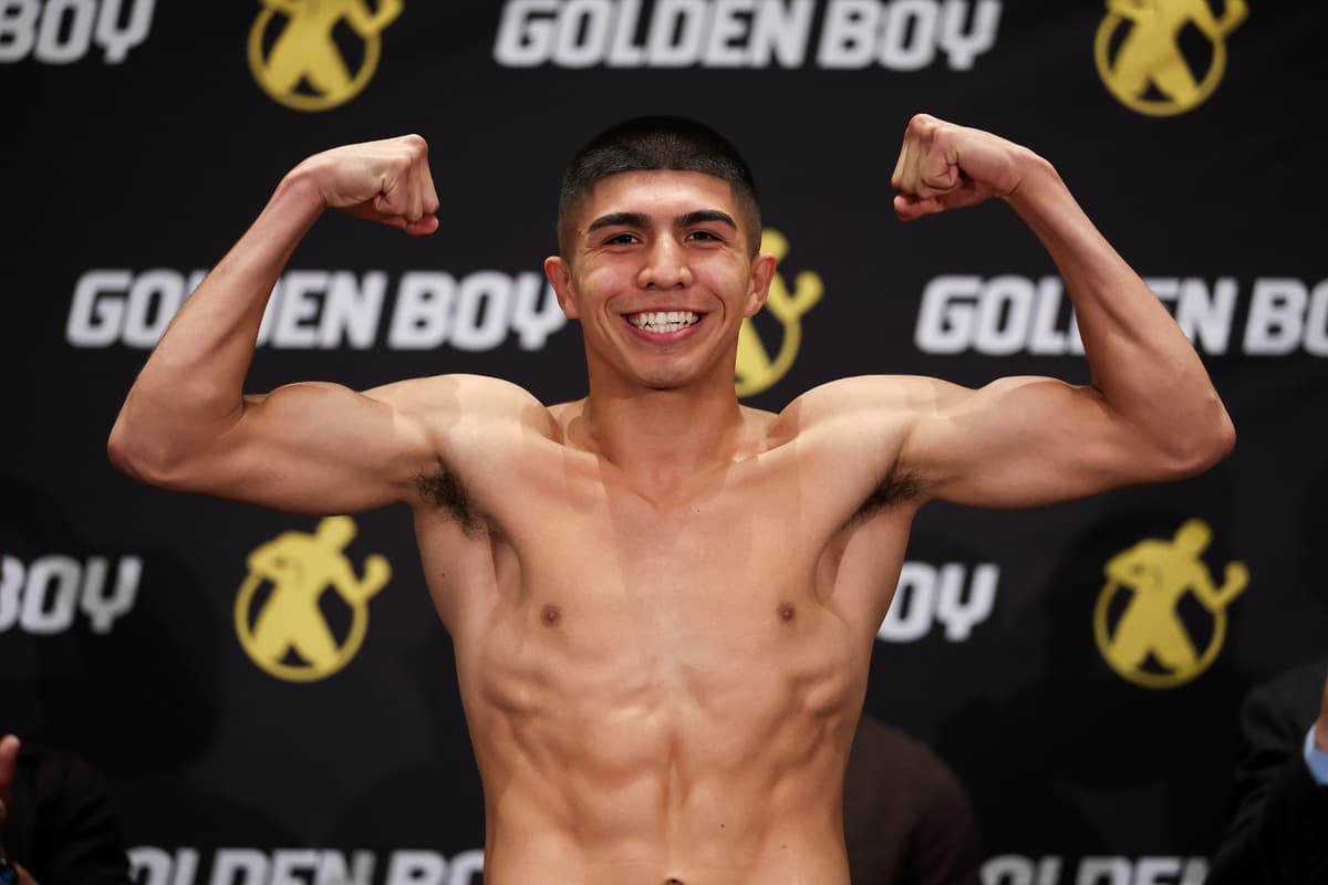 Grant Flores during the weigh-in ahead of his boxing bout against Brandon Diaz-Campos in Las Vegas