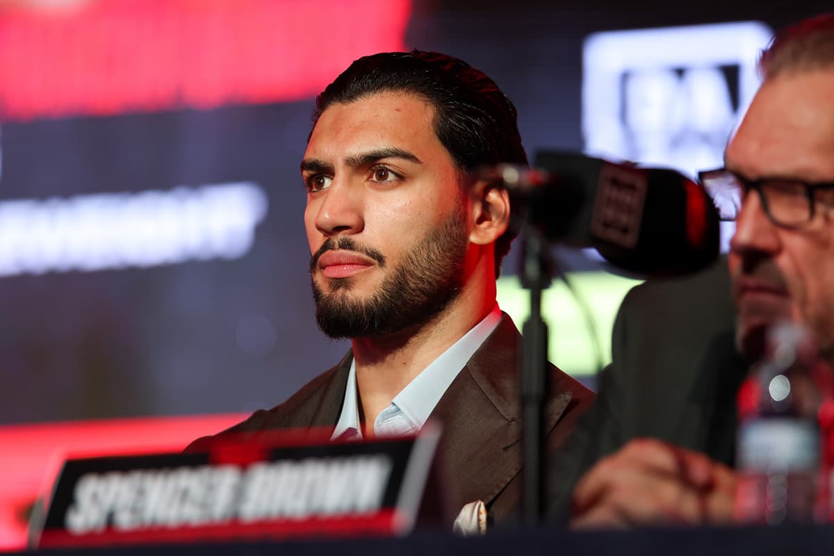 Hamzah Sheeraz during the press conference ahead of his bout against Edgar Berlanga in New York
