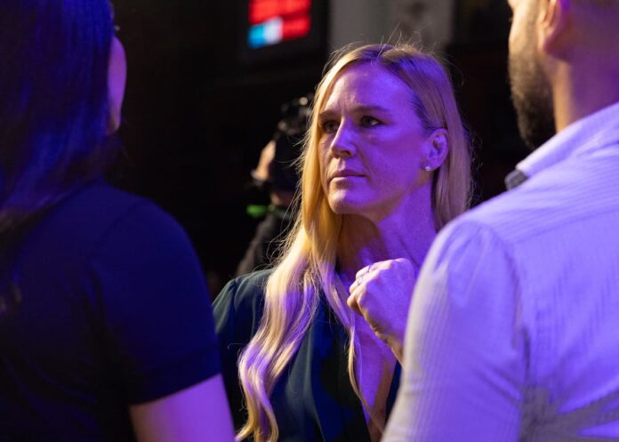 Holly Holm during the press conference in Los Angeles ahead of her bout against Yolanda Vega Ochoa