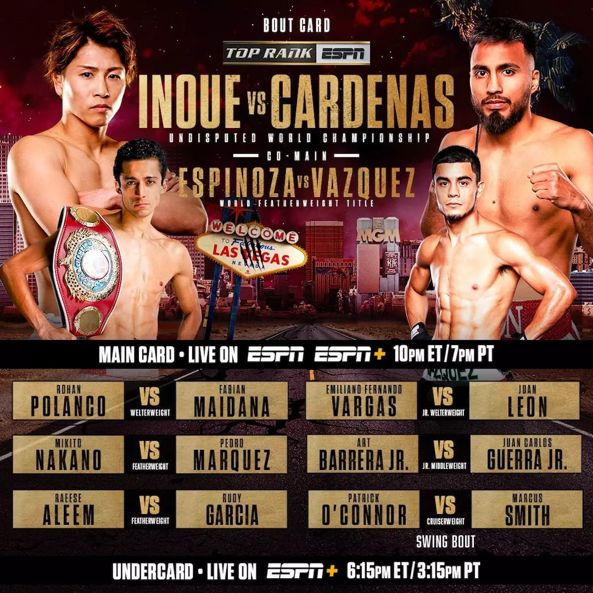 Inoue vs Cardenas results, full fight card - FIGHTMAG