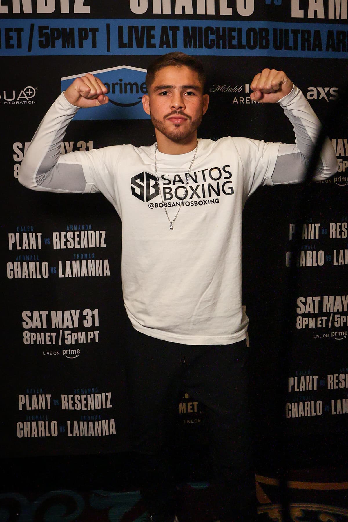 Isaac Lucero during a media workout ahead of his boxing bout in Las Vegas