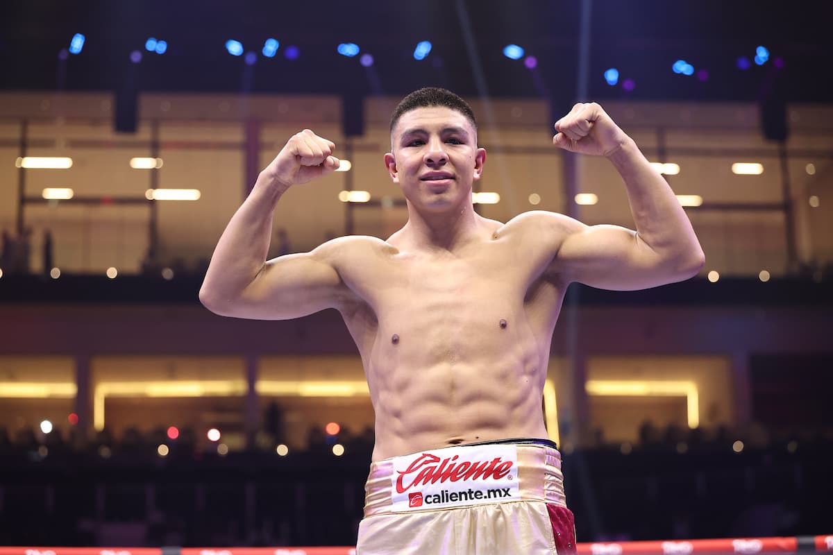 Jaime Munguia after his victory over Bruno Surace in their boxing bout