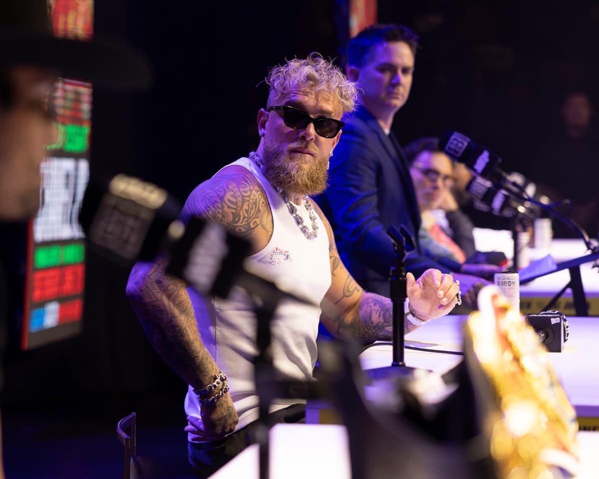 Jake Paul during the press conference in Los Angeles