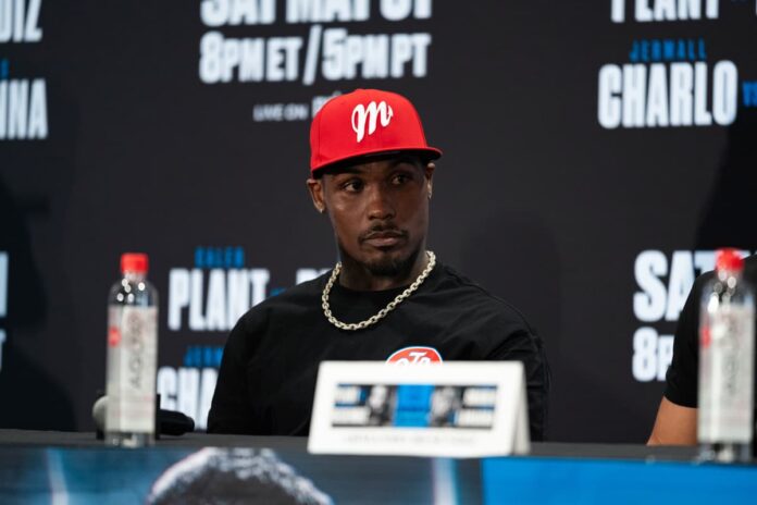 Jermall Charlo during the press conference ahead of his bout against Thomas LaManna in Las Vegas