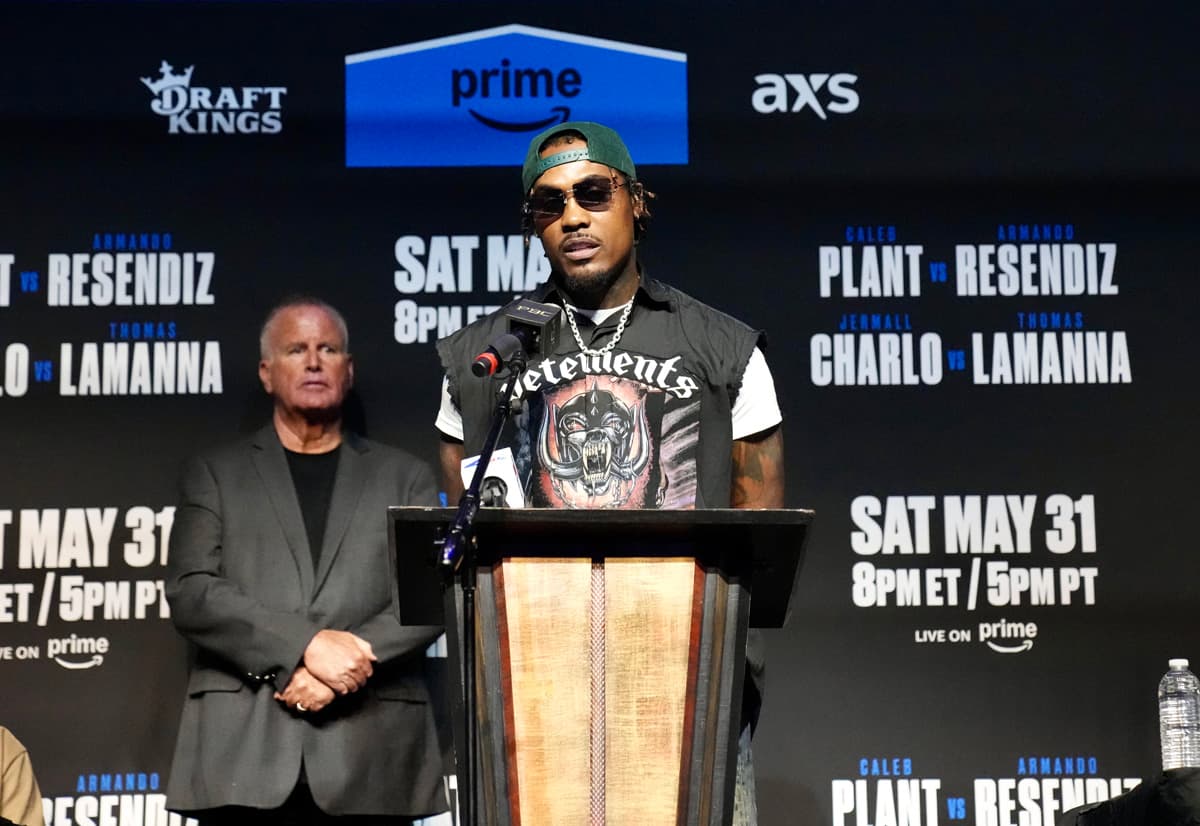 Jermall Charlo at the press conference ahead of his boxing bout against Thomas LaManna