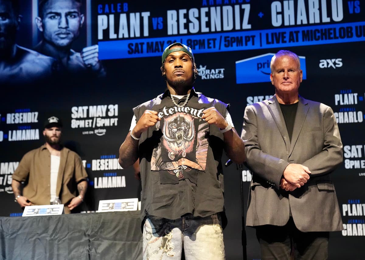Jermall Charlo at the press conference ahead of his boxing bout against Thomas LaManna