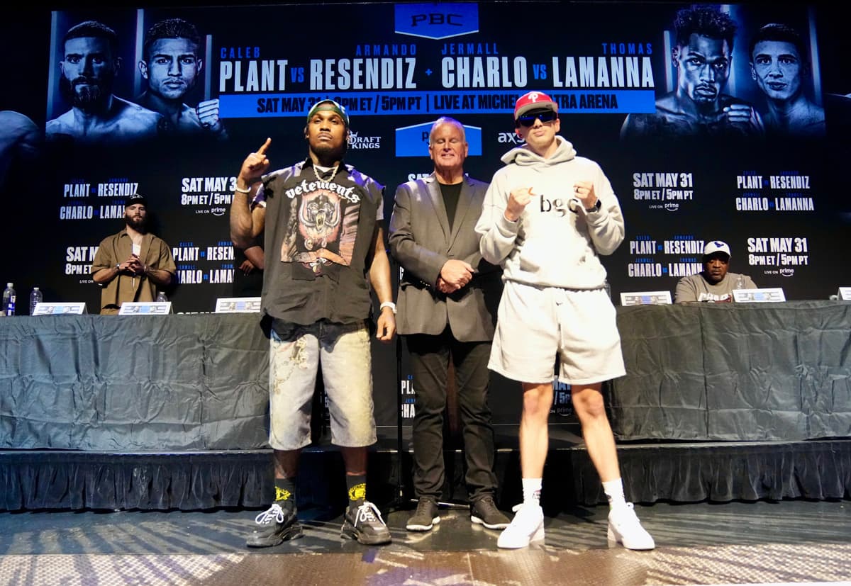 Jermall Charlo and Thomas LaManna at the press conference ahead of their boxing bout