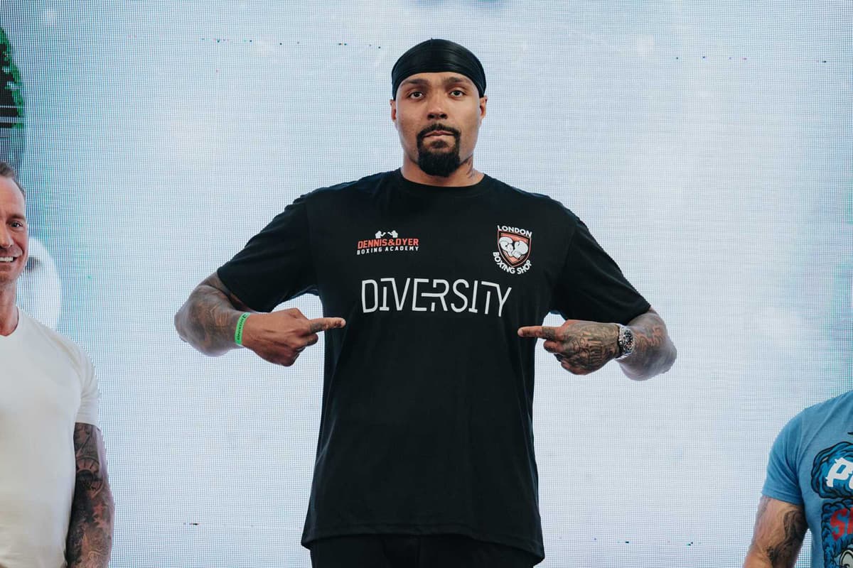 Jordan Banjo during the Misfits Boxing 21 weigh-in in Derby, England