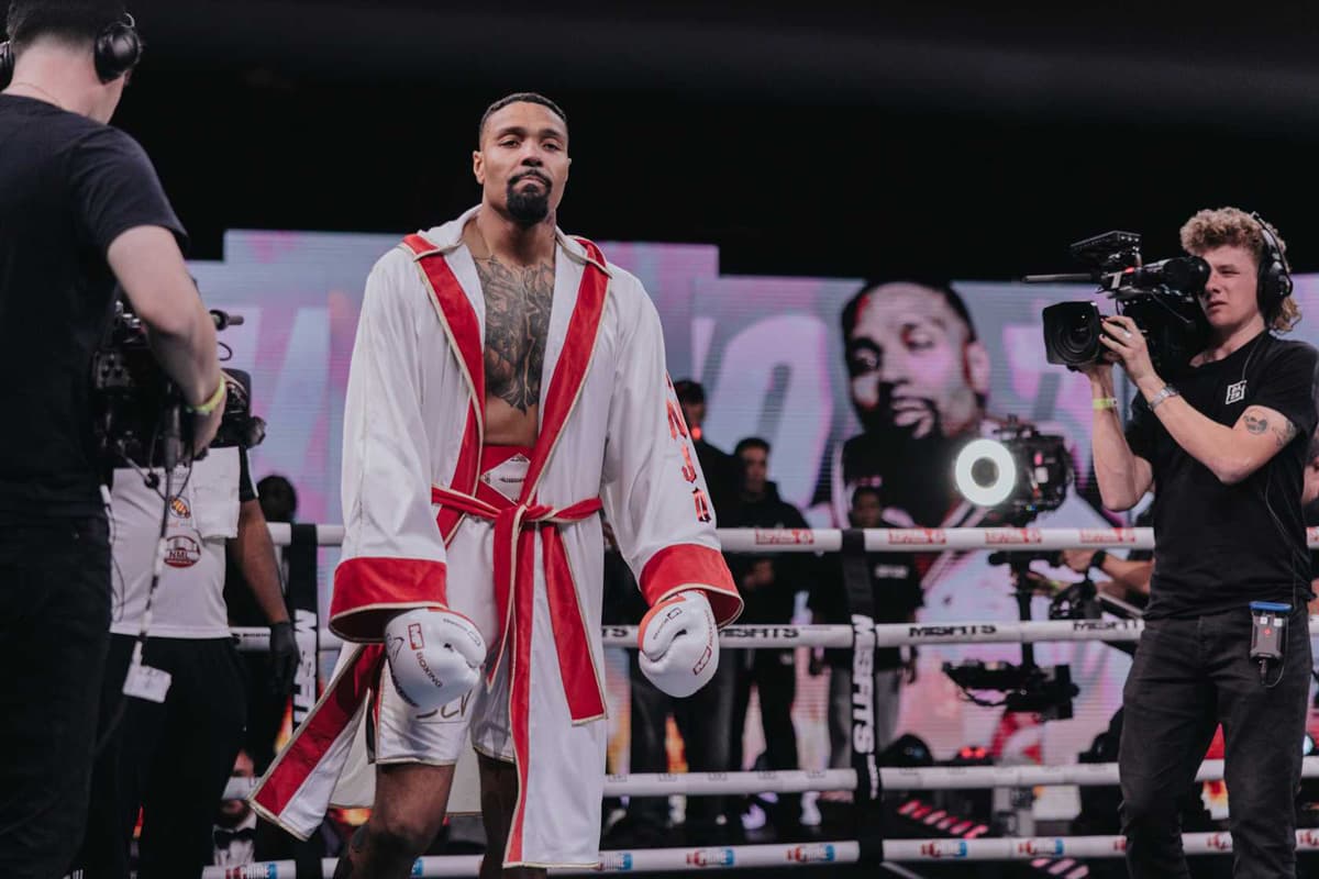 Jordan Banjo during his boxing bout against Wil Anderson