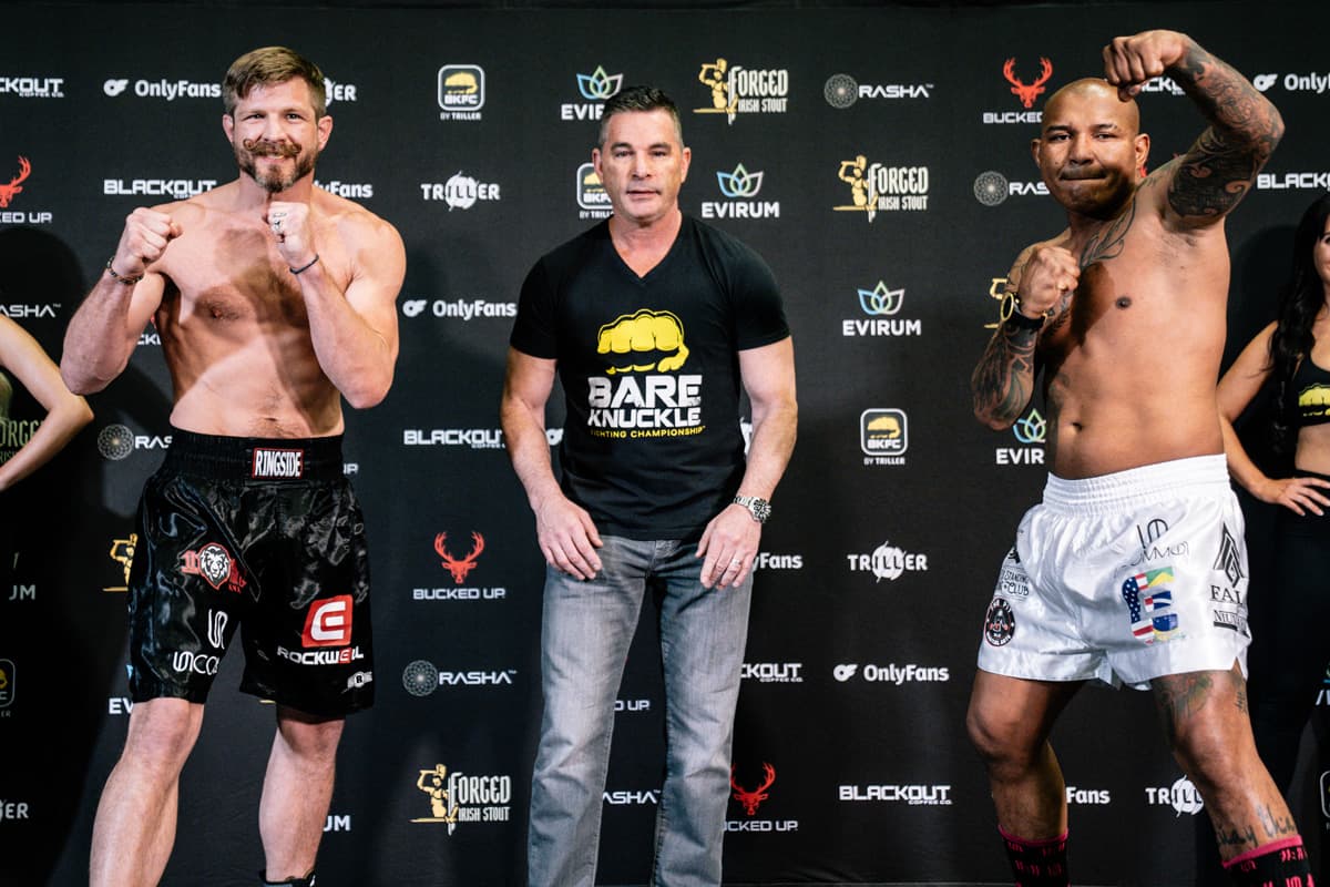 Jordan Smith and Josenaldo Silva at the BKFC 74 Salt Lake City weigh-in
