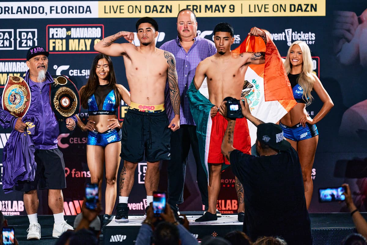 Kaipo Gallegos and Pedro Castaneda Castro at the weigh-in