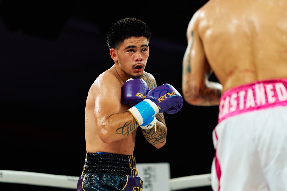 Kaipo Gallegos in action against Pedro Castaneda Castro during Most Valuable Prospects 12 in Orlando, Florida