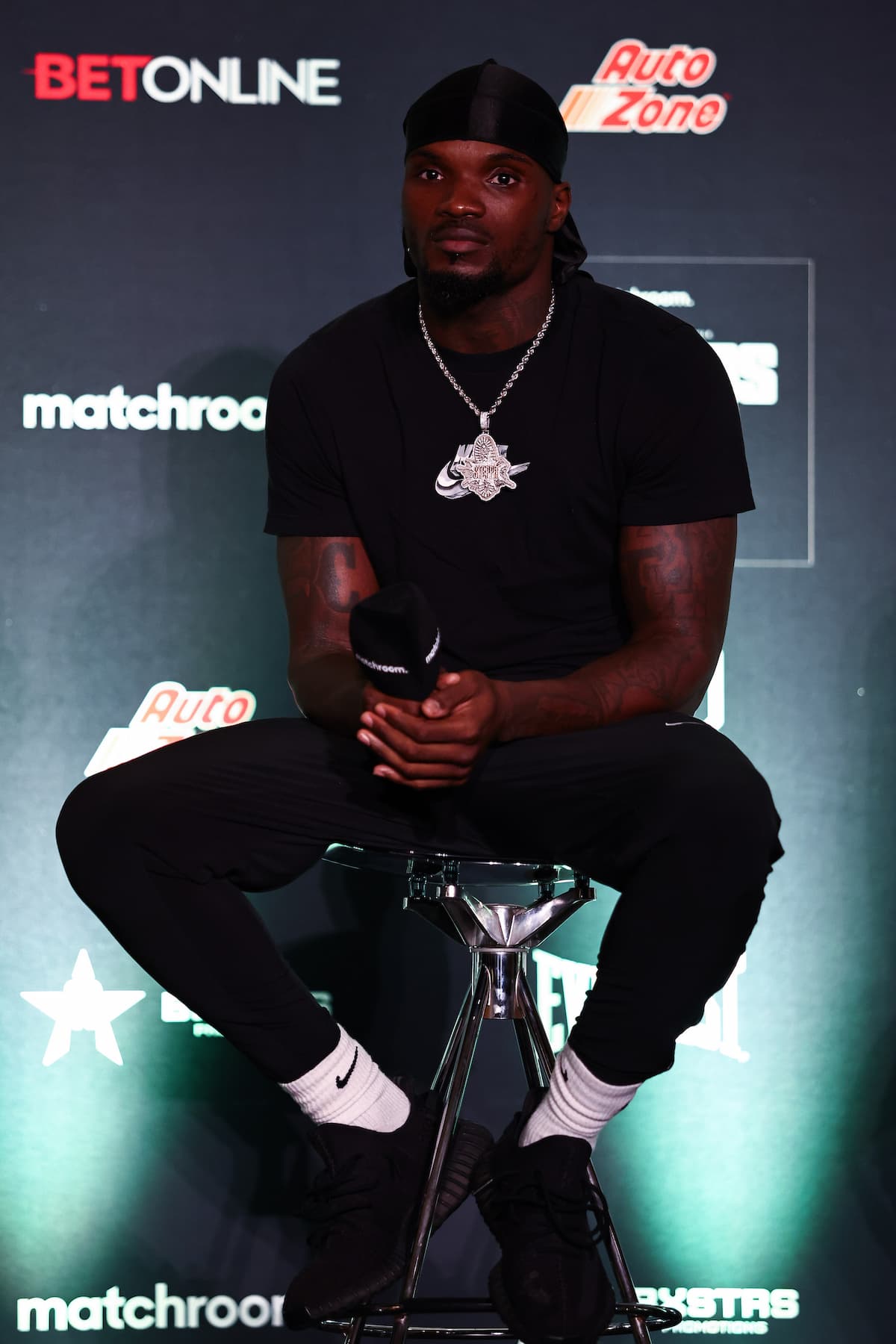 Khalil Coe at the press conference ahead of his rematch against Manuel Gallegos