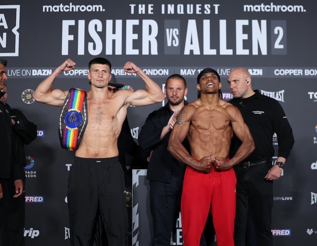 Kieron Conway and Gerome Warburton during the weigh-in ahead of their bout in London