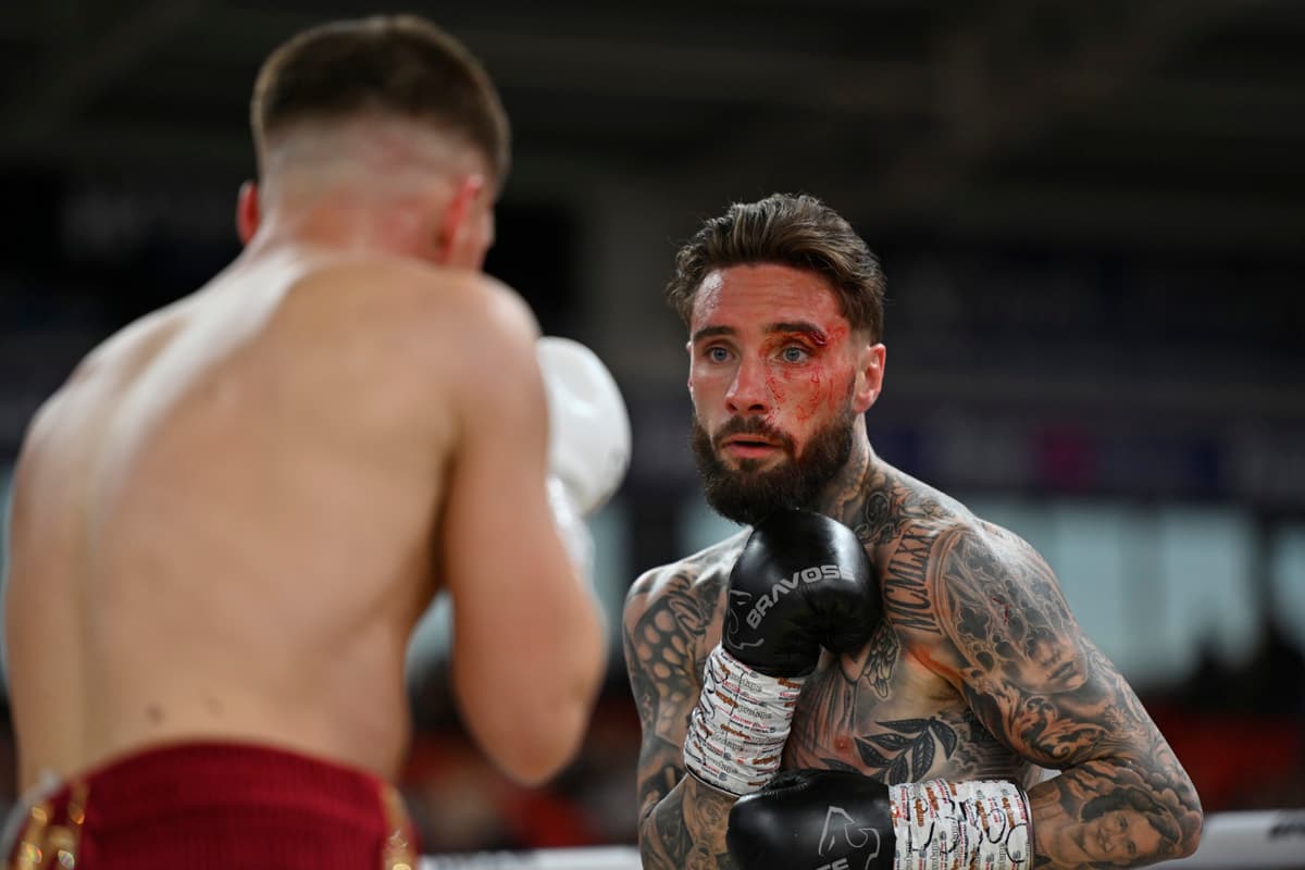 Lewis Sylvester during his bout against Reece Mould at Doncaster Stadium