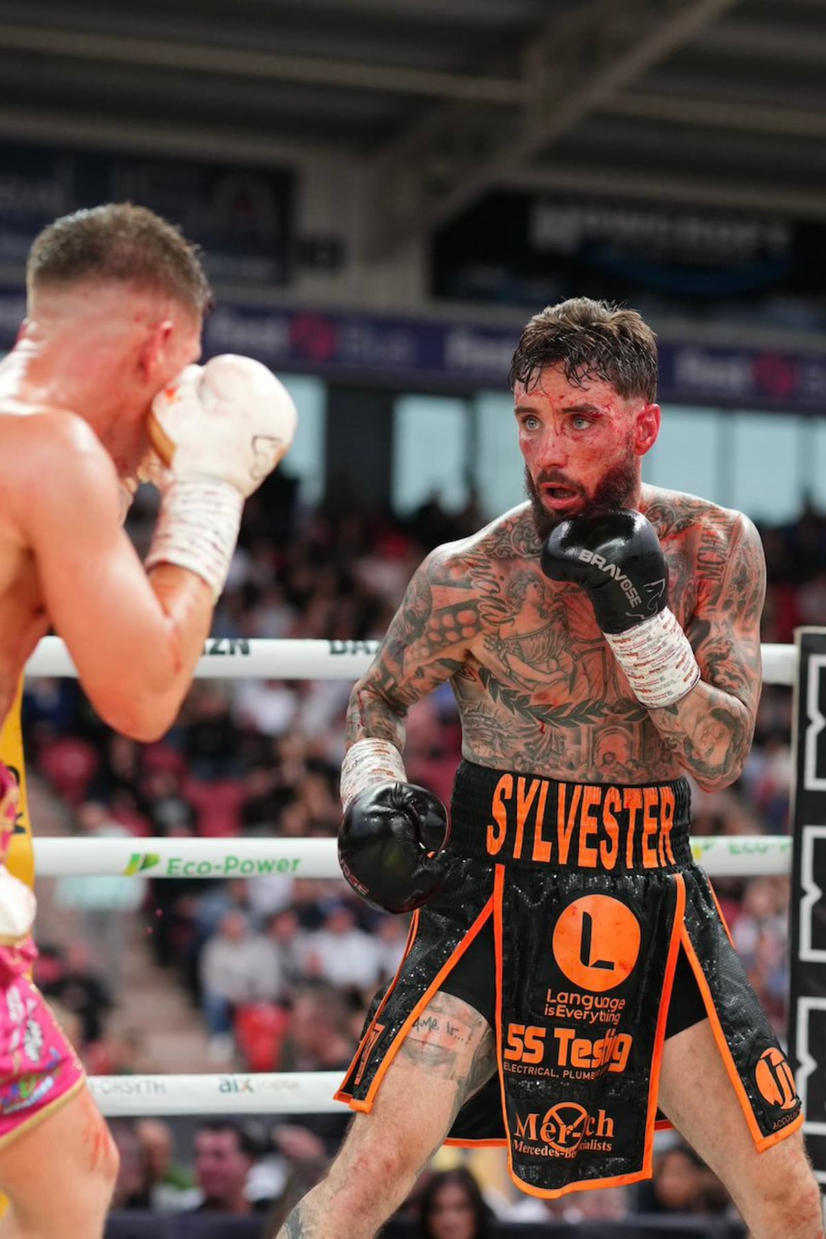 Lewis Sylvester during his bout against Reece Mould at Doncaster Stadium