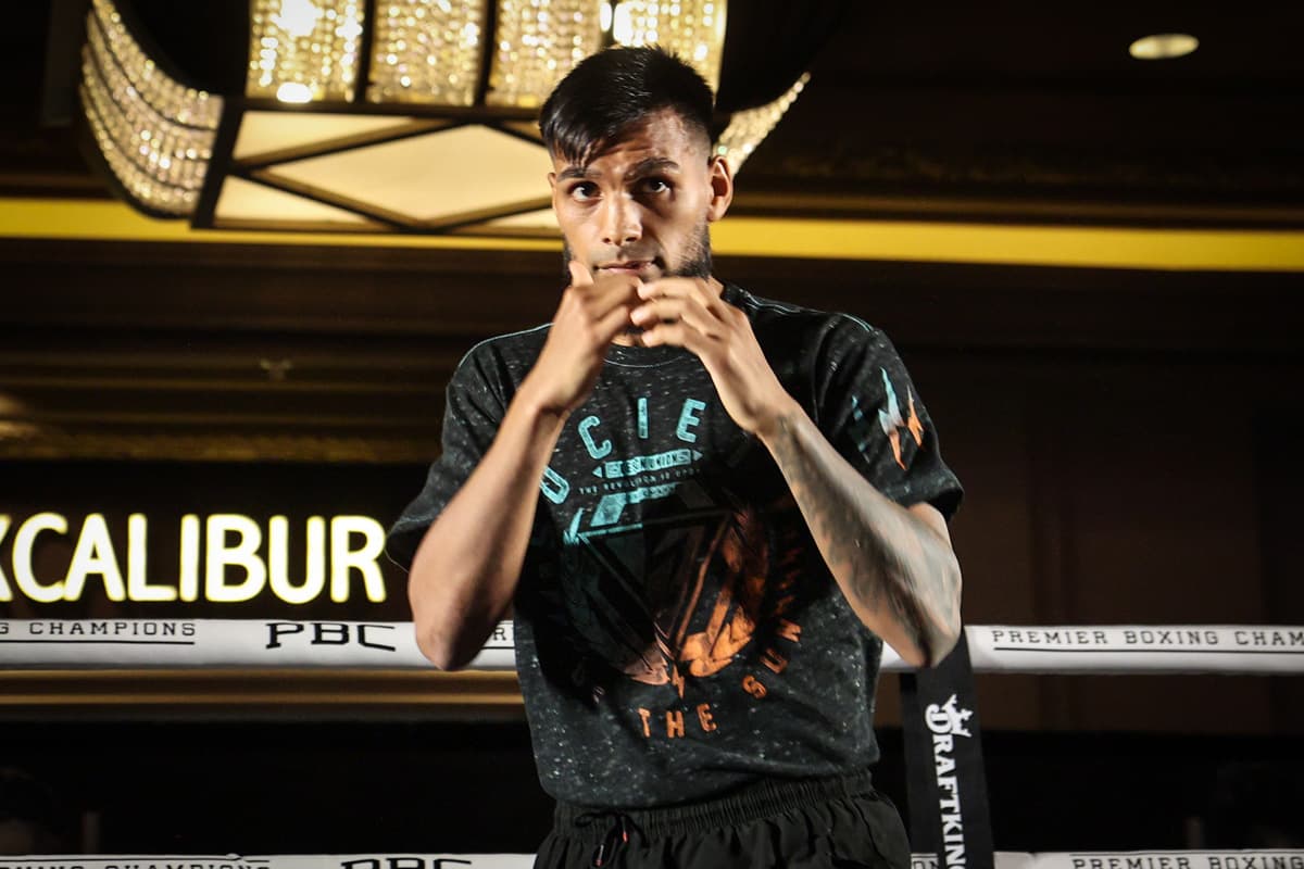 Luis Omar Valenzuela during a media workout ahead of his boxing bout in Las Vegas