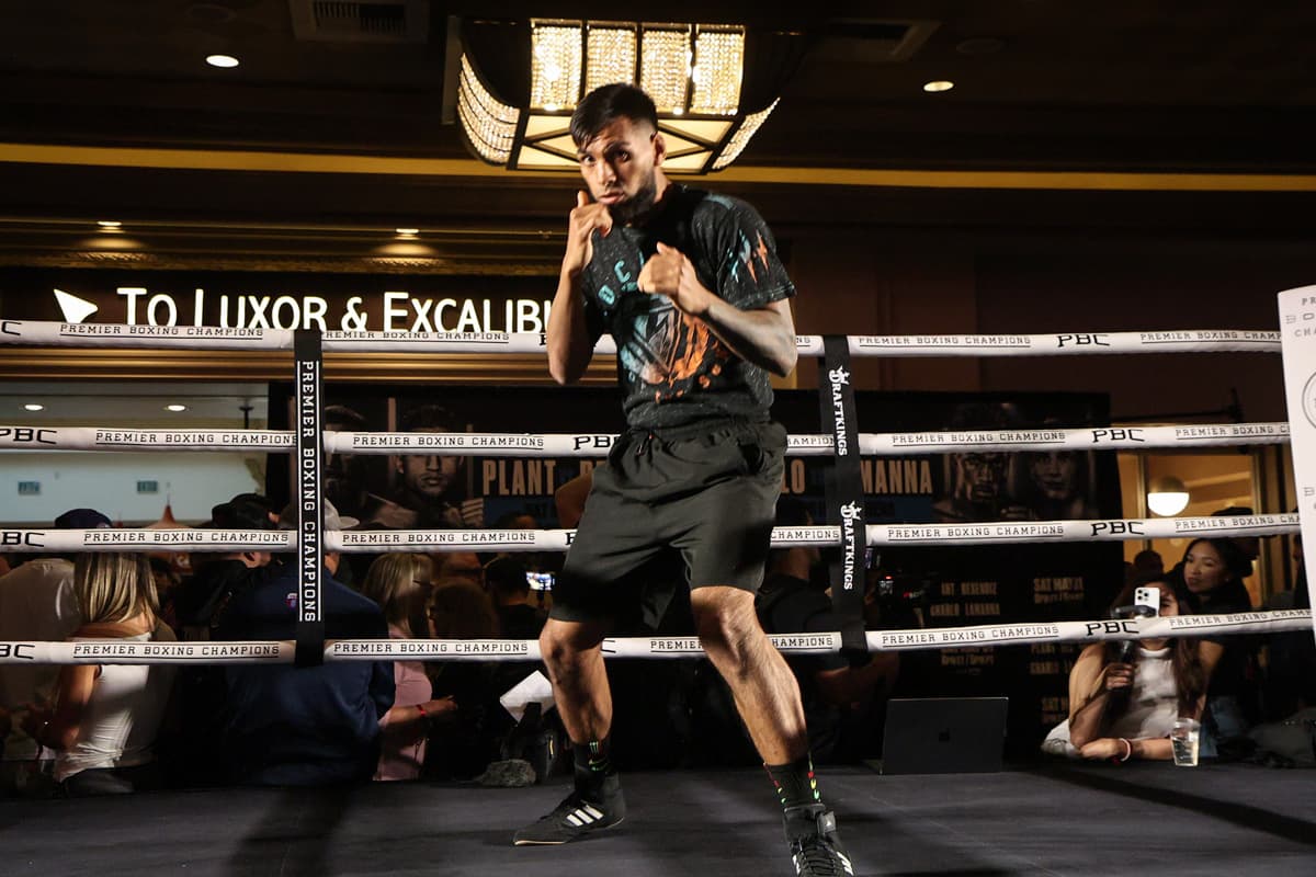 Luis Omar Valenzuela during a media workout ahead of his boxing bout in Las Vegas