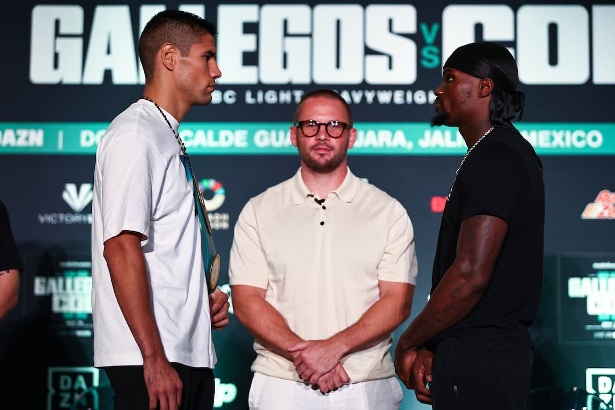 Manuel Gallegos and Khalil Coe at the press conference ahead of their rematch