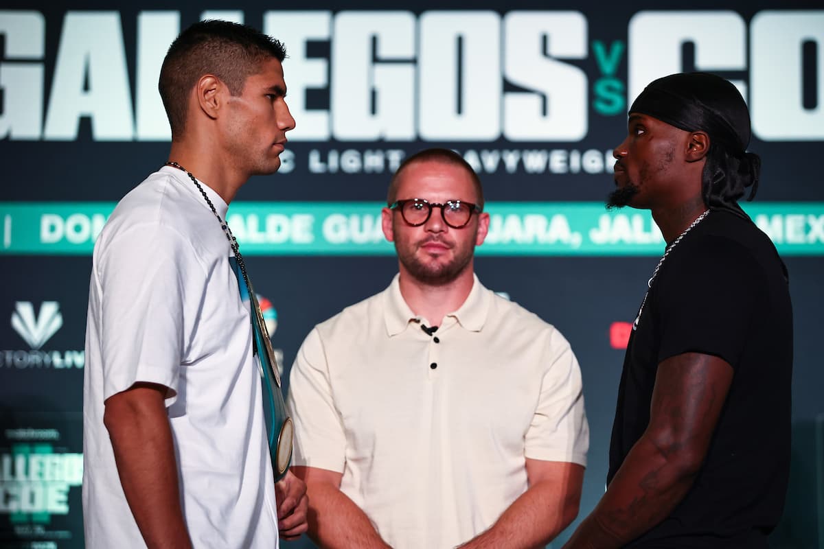 Manuel Gallegos and Khalil Coe at the press conference ahead of their rematch