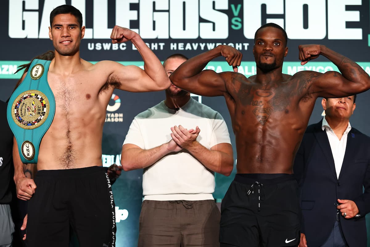 Manuel Gallegos and Khalil Coe at the weigh-in ahead of their rematch