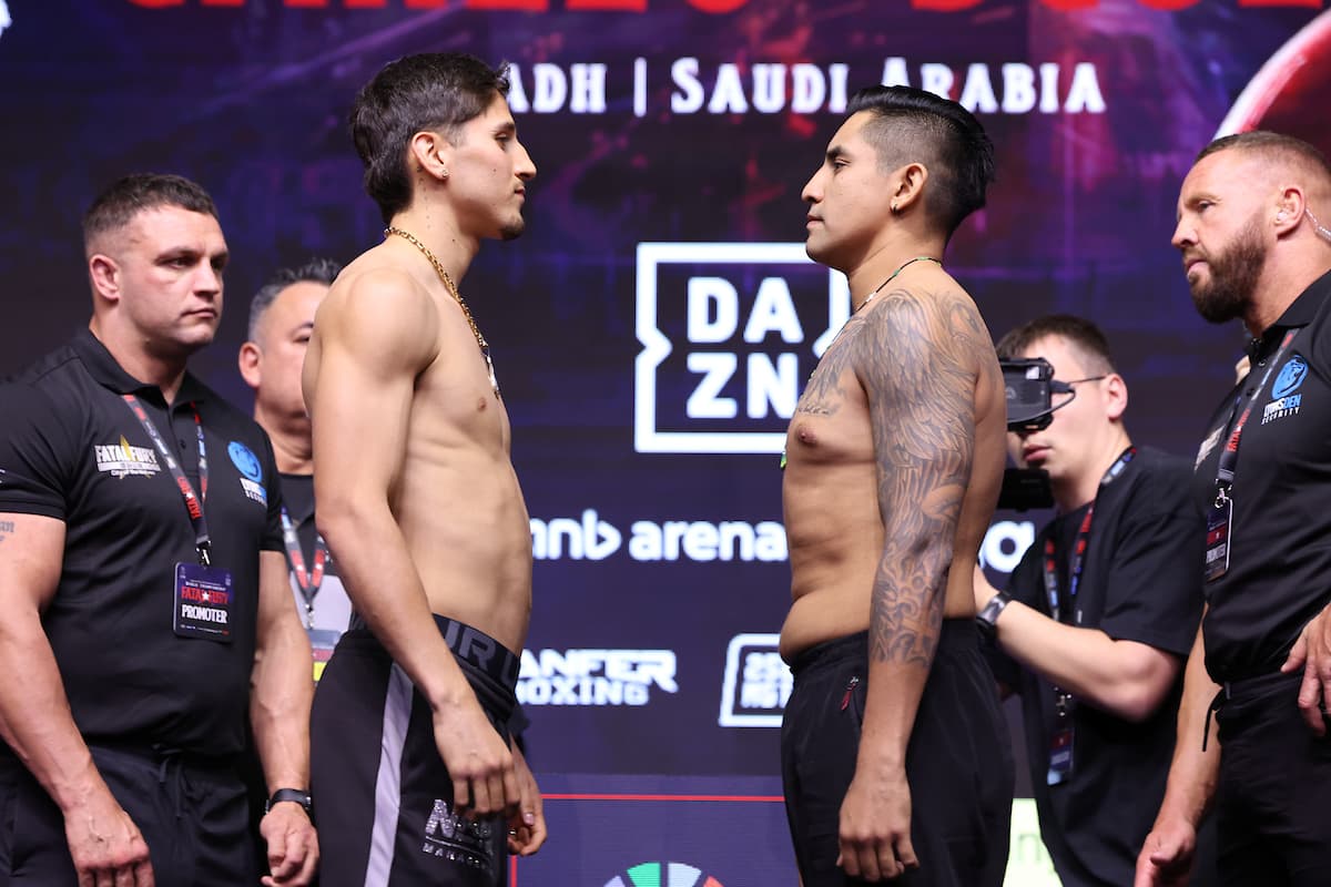 Marco Verde and Michel Galvan Polina come face-to-face at the weigh-in