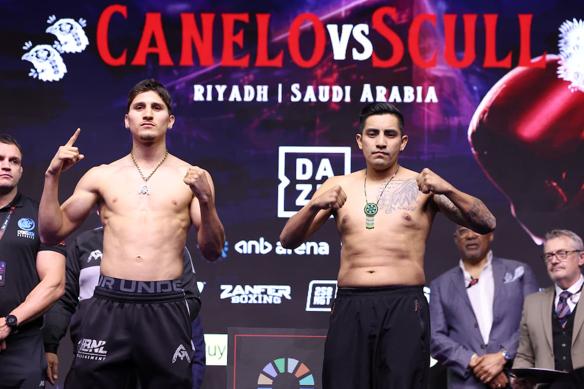 Marco Verde and Michel Galvan Polina at the weigh-in