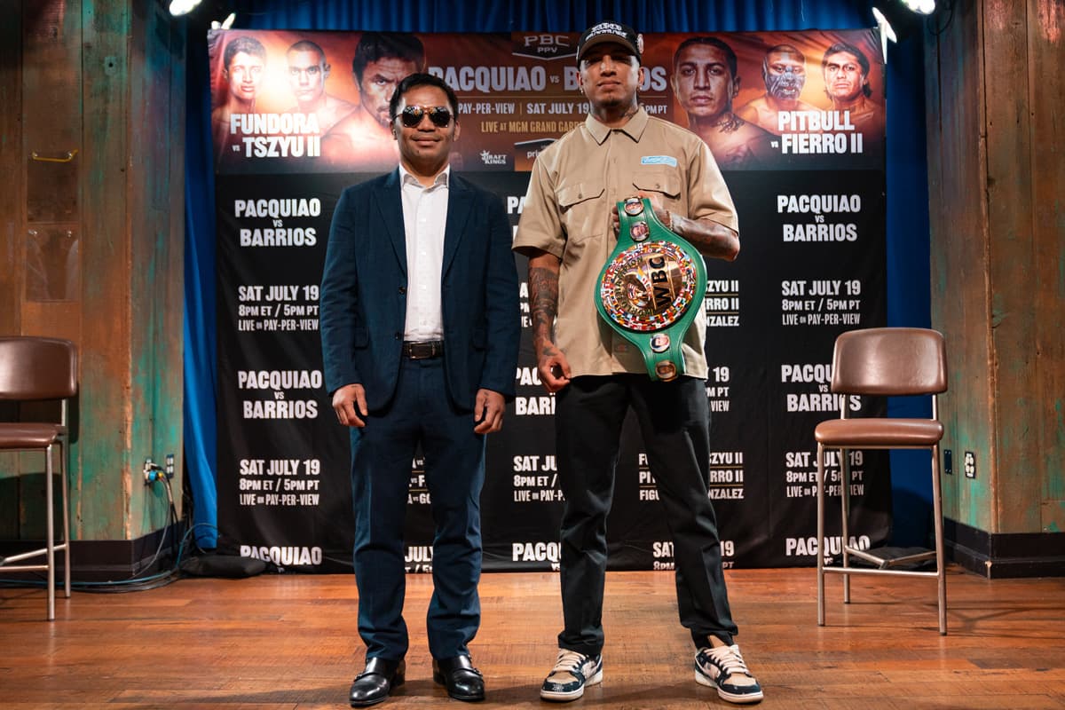 Mario Barrios and Manny Pacquiao at the press conference