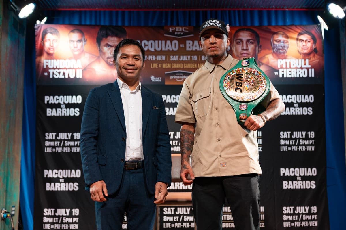 Mario Barrios and Manny Pacquiao at the press conference