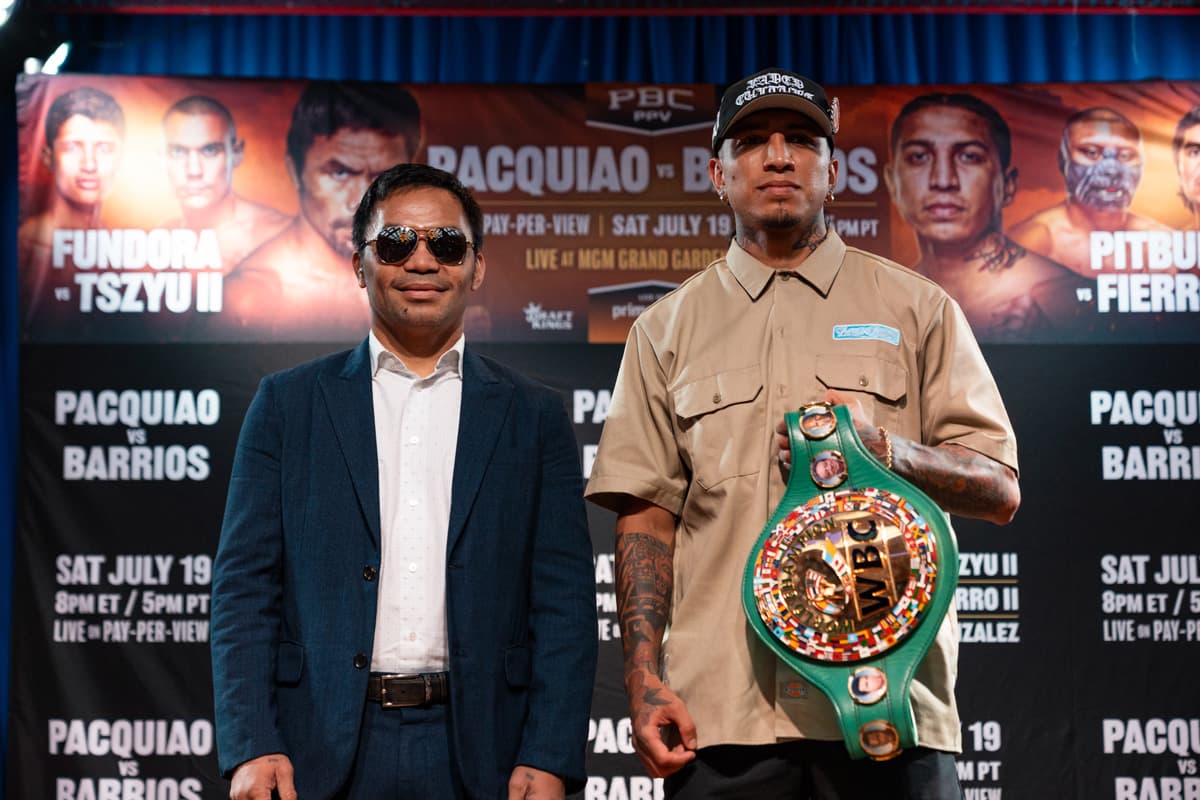 Mario Barrios and Manny Pacquiao at the press conference