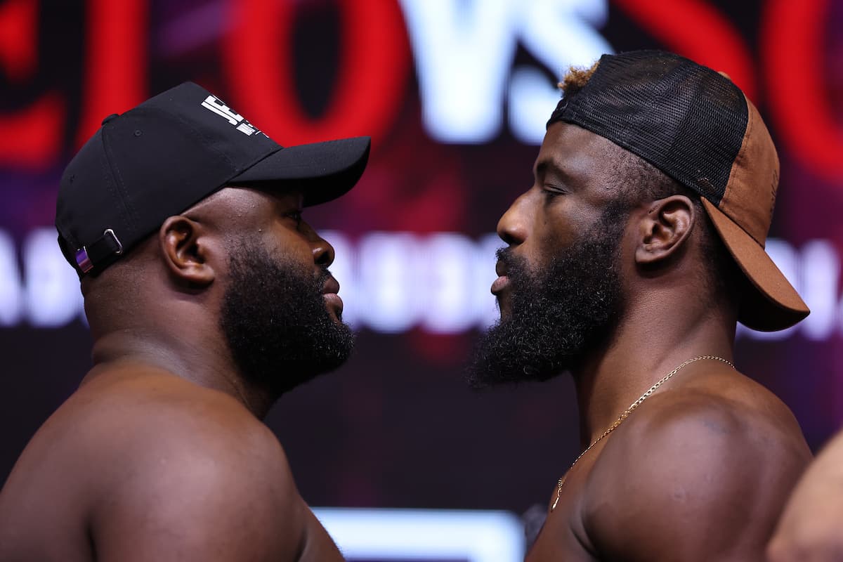 Martin Bakole and Efe Ajagba at the weigh-in