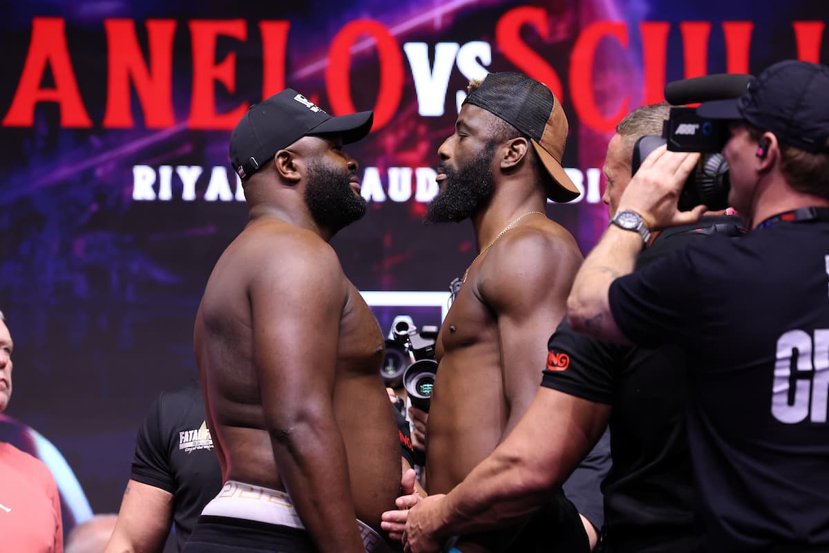 Martin Bakole and Efe Ajagba at the weigh-in