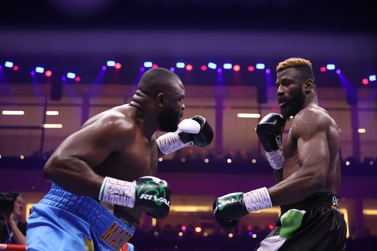 Martin Bakole and Efe Ajagba during their boxing bout