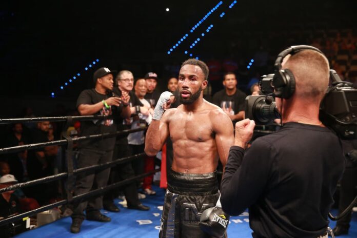 Mickey Bey during his boxing bout against Rances Barthelemy in Hollywood, Florida
