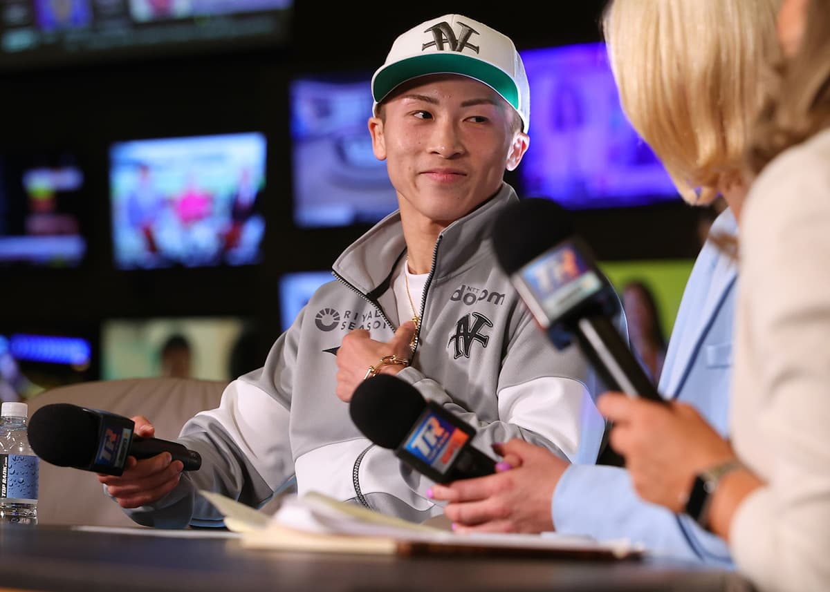 Naoya Inoue during an interview ahead of his bout against Ramon Cardenas in Las Vegas